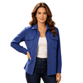 thumbnail image 6 of CBASIHI Womens Waffle Knit Long Sleeve Shackets- Casual Fall Lightweight Oversized Collared Button Down Shirt Jacket Blue Size L, 6 of 6