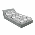 thumbnail image 3 of Ambesonne Floral Fitted Sheet & Pillow Sham Set, Hand Drawn Line Art Design, Full, Black and White, 3 of 3