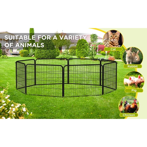 Bestpet Dog Playpen, 24 Inch Height 4 Panels Exercise Pen with Door, Indoor Outdoor Portable Pet Fence for Small Medium Pets, RV Camping Yard Black