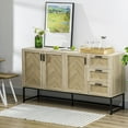 thumbnail image 2 of HOMCOM Sideboard Buffet Cabinet with Drawers and Adjustable Shelves, Oak, 2 of 10