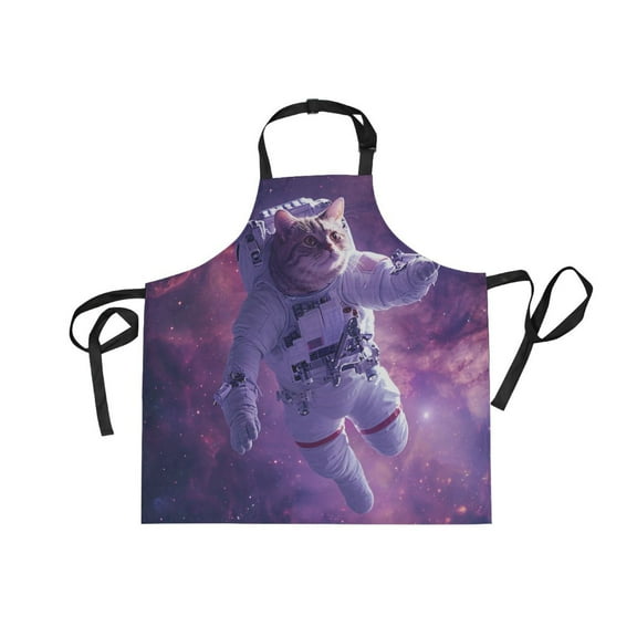 JSTEL Astronaut Cat Funny Apron with 2 Pockets for Women Men Adjustable Garden Bib