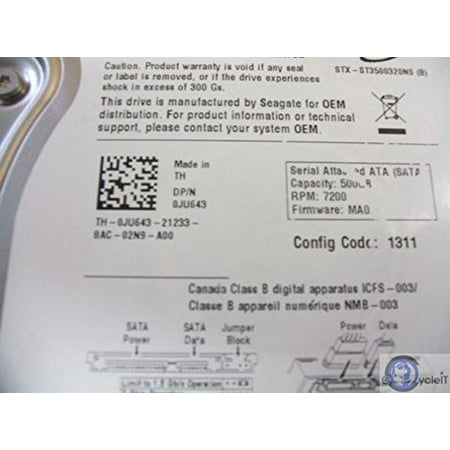 SEAGATE 0JU643 500GB 7.2K 3.5 SATA 3G 32MB HDD - DELL VERSION Dell Seagate Barracuda ES 2 ST3500320NS 500GB 7200 RPM 3 5 034 Hard