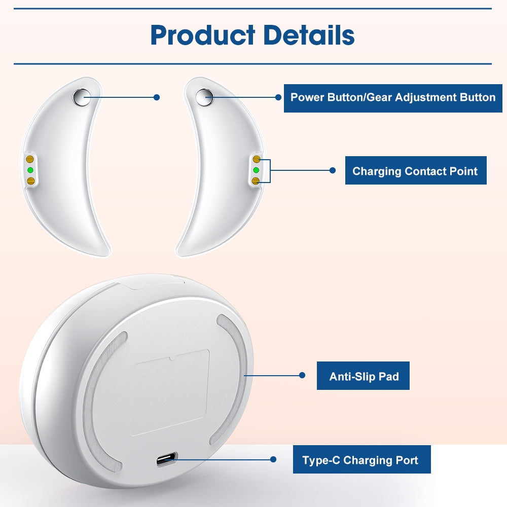 Electric Eye Massager with Red Light Therapy, Micro-Current Pulse Technology, Reduce Puffiness and Dark Circles, Portable Eye Care Device with Type-C Charging (White)