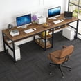 thumbnail image 2 of Fnova 78.74" Modern Computer Desk with Wood Tabletop, Industrial Writing Desk with 4 Open Shelves, Metal Frame Office Desk for Living Room & Study, Brown, 2 of 18