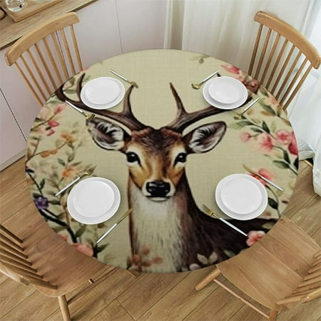 

BCIIG Flowers and Birds Round Tablecloth Stain Resistant and Washable for Indoor Outdoor Kitchen Dining Wedding Parties Waterproof Fabric 100% Polyester 46 -50