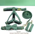 thumbnail image 1 of Dark Green Corduroy Dog Collar And Leash Set With Engraved Nameplate, 1 of 15