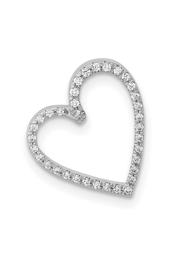 14k White Gold 1/10ct. Diamond Vintage Heart Chain Slide