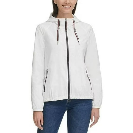Tommy Hilfiger Ladies' Lightweight Windbreaker Jacket White Size M