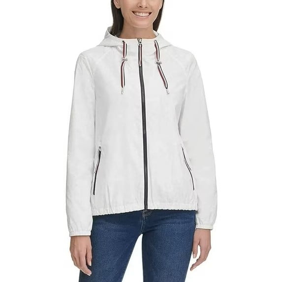Tommy Hilfiger Ladies' Lightweight Windbreaker Jacket White Size M