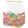 thumbnail image 2 of WOBOGO A Vibrant Summer Pattern with Colorful Fruits Large Collapsible Storage Box Flip Lid Fabric Decorative Organizer Container Basket with Handles 16.5×12.6×11.8in, 2 of 7