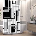 thumbnail image 2 of Modern Geometric Shower Curtain Sets White Grey Shower Curtain for Bathroom Geometry Squares Abstract Sliver Minimalism Shower Curtain for Hostel Hotel Bathroom Decor with Hooks 36x72 Inches, 2 of 6