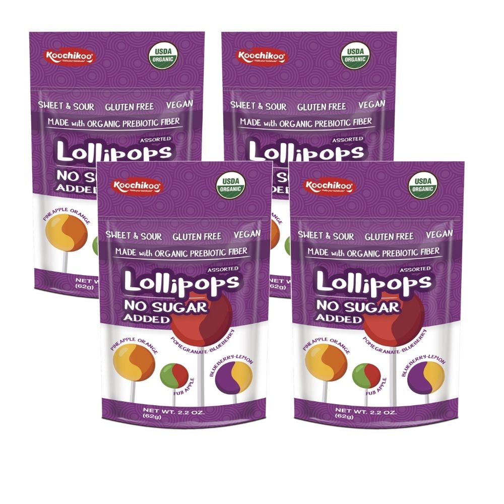 Koochikoo Sugar Free Organic Lollipops, 2.2 oz (4Pack)