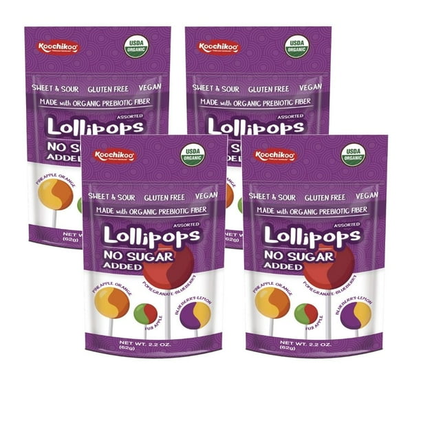 Koochikoo Sugar Free Organic Lollipops, 2.2 oz (4Pack)