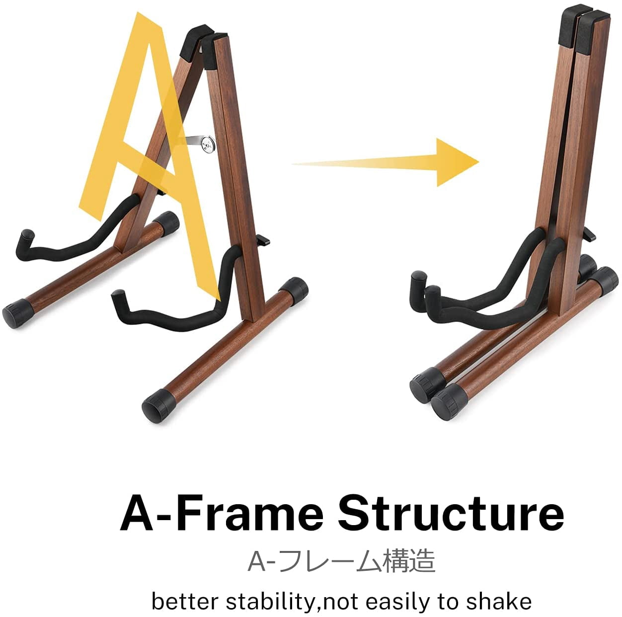 Donner Wood Guitar Stand, Acoustic Electric Guitar Floor Stand, A Frame Folding Guitar Holder Adjustable for Bass, Cello, Mandolin, Banjo, Ukulele, Violin