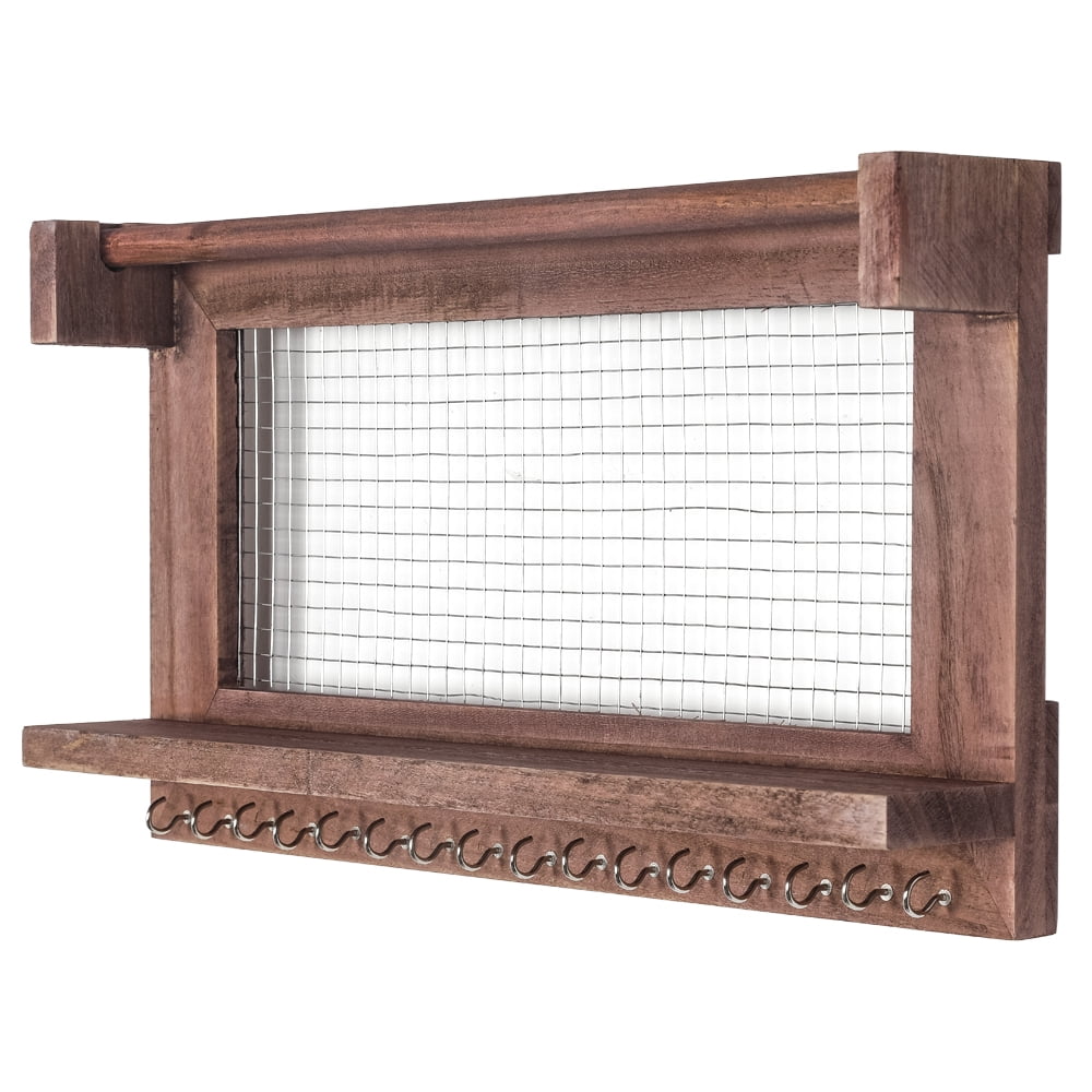 Kepooman Wall Mounted Paulownia Wood Jewelry Holder with Removable Bracelet Rod, Rustic Jewelry Organizer Jewelry Stand for Earrings Necklaces, Brown Kepooman Wall Mounted Paulownia Wood Jewelry Holder with Removable Bracelet Rod, Rustic Jewelry Organizer Jewelry Stand for Earrings Necklaces, Brown