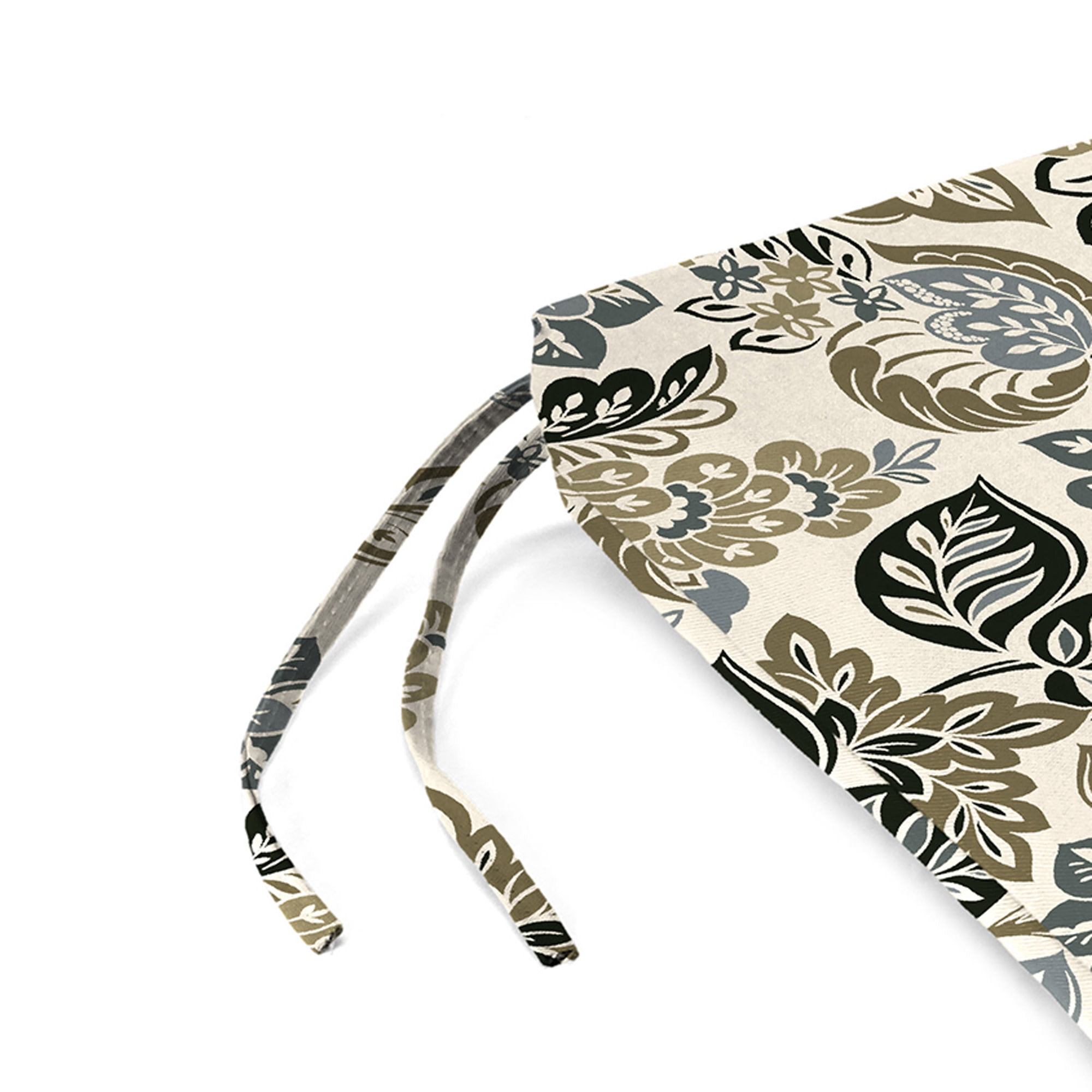 Jordan Manufacturing 17" x 19" Dailey Pewter Multicolor Paisley Rectangular Outdoor Chair Pad Seat Cushion with Ties (2 Pack)