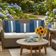 thumbnail image 5 of Navy Blue White Stripe Outdoor Pillow Covers 18x18 Inch Throw Pillow Covers Set of 2 Waterproof Decorative Pillow Cases Modern Rustic Vertical Striped Cushion Covers for Patio Furniture Garden Couch, 5 of 8