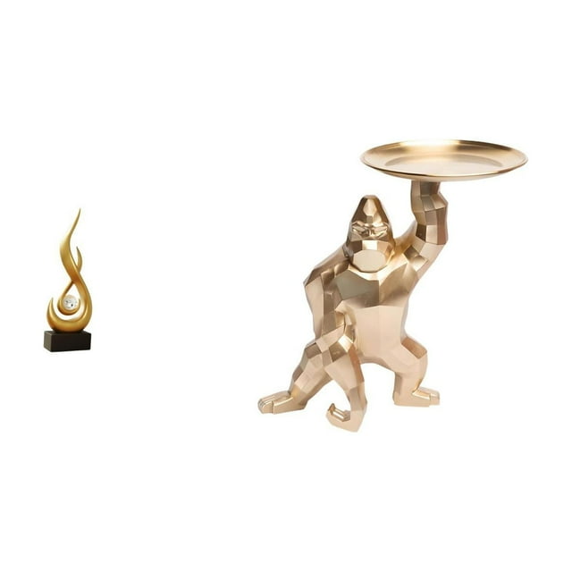 Escultura Abstracta De Resina Con Forma De Llama, Adorno De Escritorio Moderno Con Bandeja Para Servir, Ideal Para La Sala De Estar, Estantería O Armario.