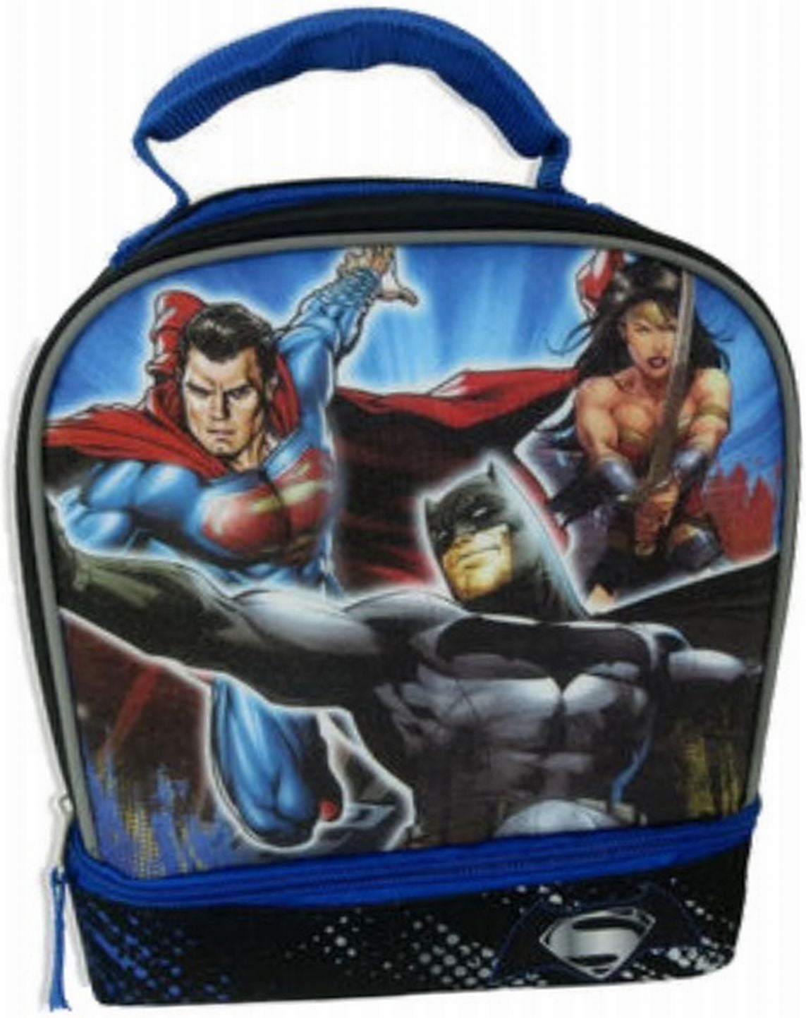 Justice League Dual Lunch Box Bag Kit Suoer Hero Batman Superman Iron man Boys 