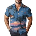 thumbnail image 2 of Domuza Mens Hawaiian Tropical Shirt Short Sleeve Casual Trendy Button Up T-Shirts Lounge Vacation Relaxed Fit Lightweight Tops Dark Blue 3XL, 2 of 7