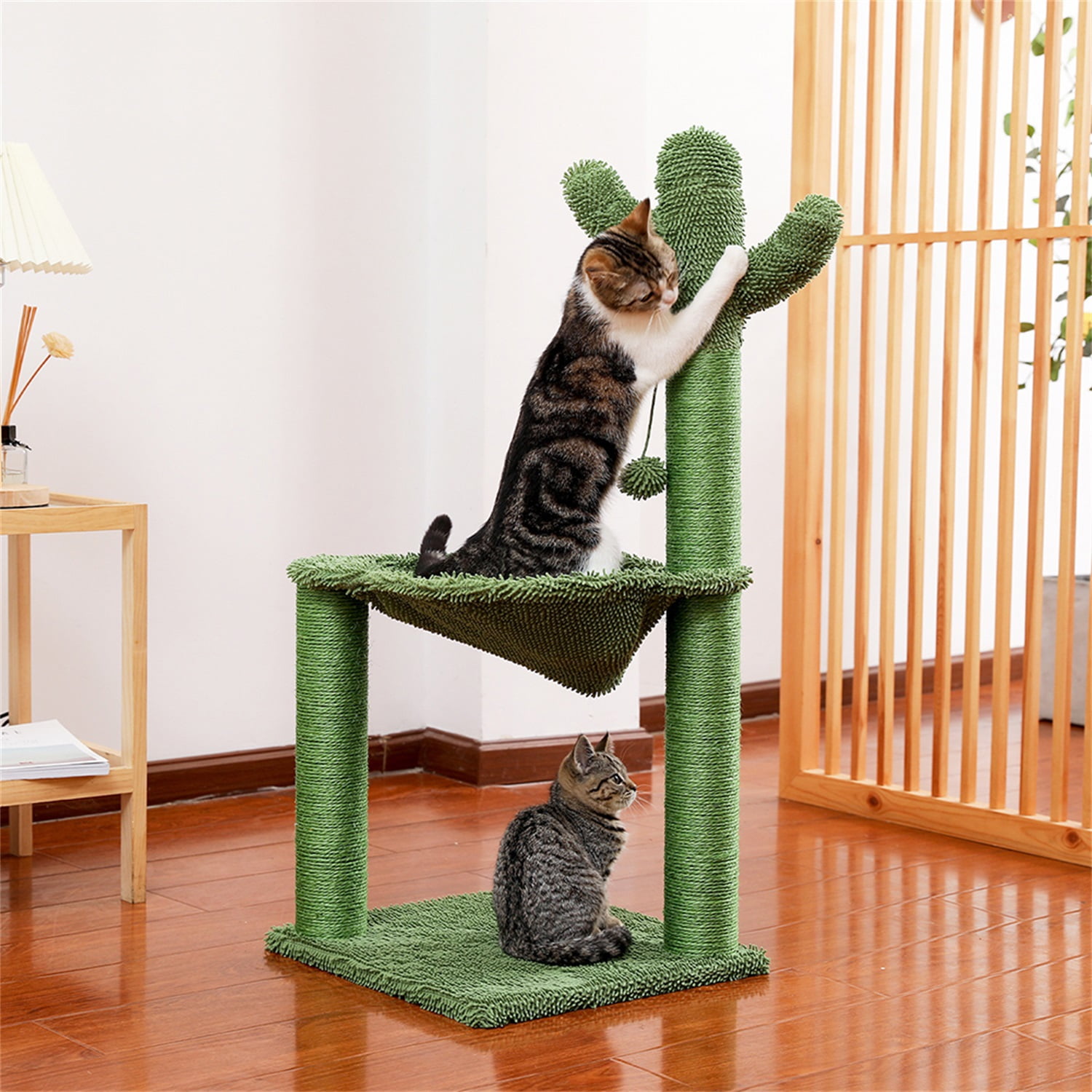 Pefilos Cat Scratching Posts for Indoor Cats Tree with Play Ball and Bed Cat Condo for Outside Green-Cactus Cat Scratching for Furniture Pefilos Cat Scratching Posts for Indoor Cats Tree with Play Ball and Bed Cat Condo for Outside Green-Cactus Cat Scratching for Furniture