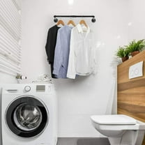 22" Clothes Rack Wall Mounted Pipe Coat Hanger Hanging Rod Storage Garment Rack