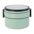 thumbnail image 2 of Portable Bento Box,Stackable Double-Layer Round Lunch Box,Microwave-Safe,Large Capacity Leakproof Food Storage Container for Work Travel, 2 of 7