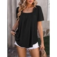 thumbnail image 4 of Womens Summer Tops Square Neck Short Sleeve Tunic Tops T-Shirts S-2XL, 4 of 4