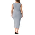 thumbnail image 4 of Agnes Orinda Women's Plus Size Dress Summer Sleeveless Square Neck Bodycon Cocktail Sundress Midi Tank Dress 2X Gray, 4 of 7