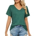 thumbnail image 6 of 2025 Under 10 Dollars, Women's Cross Wrap Tops Summer Deep V Neck T Shirts Casual Sexy Knit Short Sleeve Blouses Slim Fit Ruched Shirts, 6 of 6