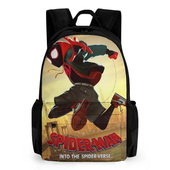 Miles Morales Posters Laptop Backpacks with Pocket, Casual Lightweight Bookbag, Classic Shoulders Roomy Bag for Hiking Traveling Camping Business Errands