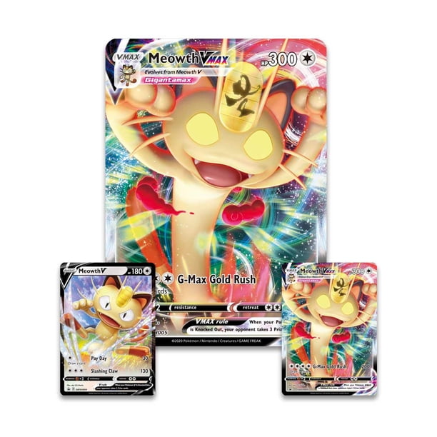 Pokemon Meowth Vmax Premium Collection Box - 4 TCG booster packs