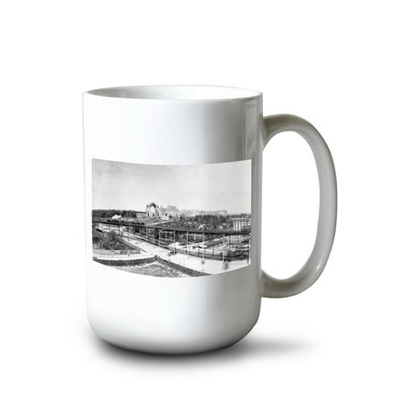 

15 fl oz Ceramic Mug Morningside Park and Cathedral Heights Elevated Railroad in Foreground NYC Photo Dishwasher & Microwave Safe
