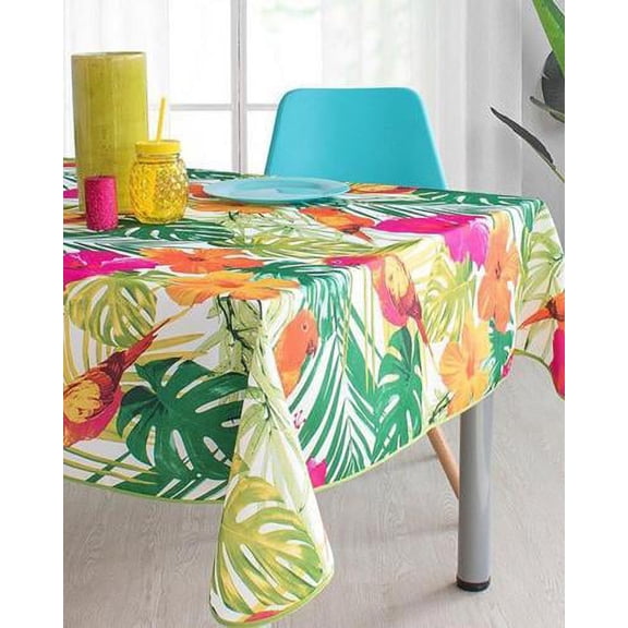 Tropical 100% Polyester, Stain Resistant Tablecloth 137 x 59 inch