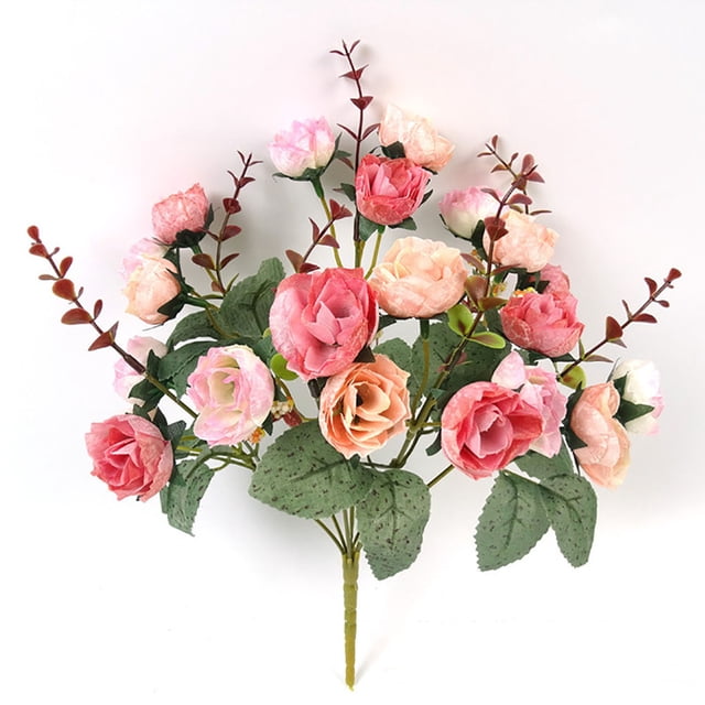 Wozhuo Artificial Flowers 21-Head Diamond Roses Fall Wedding Home Decor Handheld Bouquet