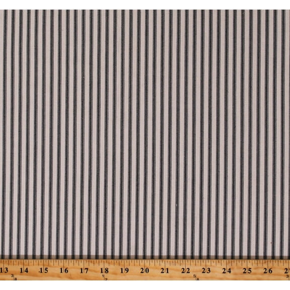 Decorator Ticking Stripe Black and Natural 56" Wide Cotton Home Decor Fabric by the Yard (D795.42)