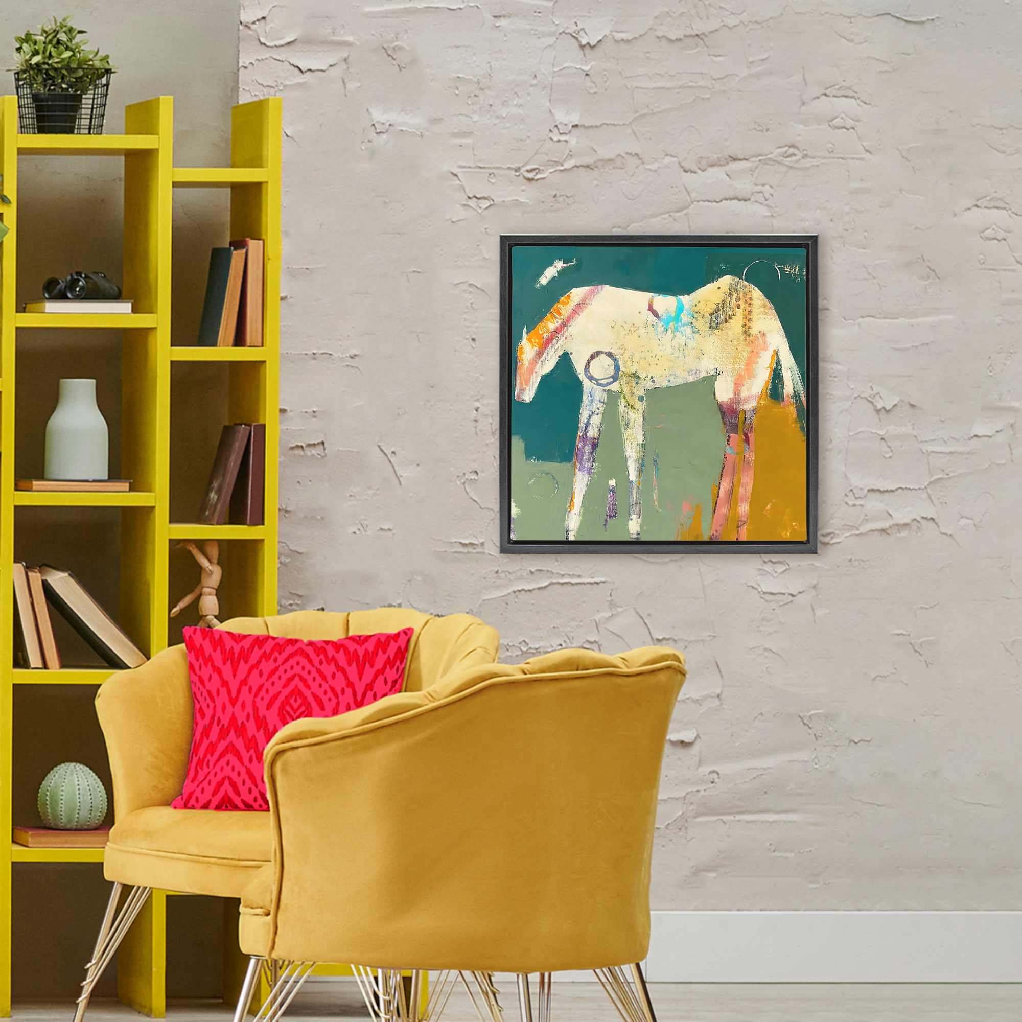 Into The Mystic Horse Black Framed Floater Canvas Wall Art, design by Dianna Fritzler