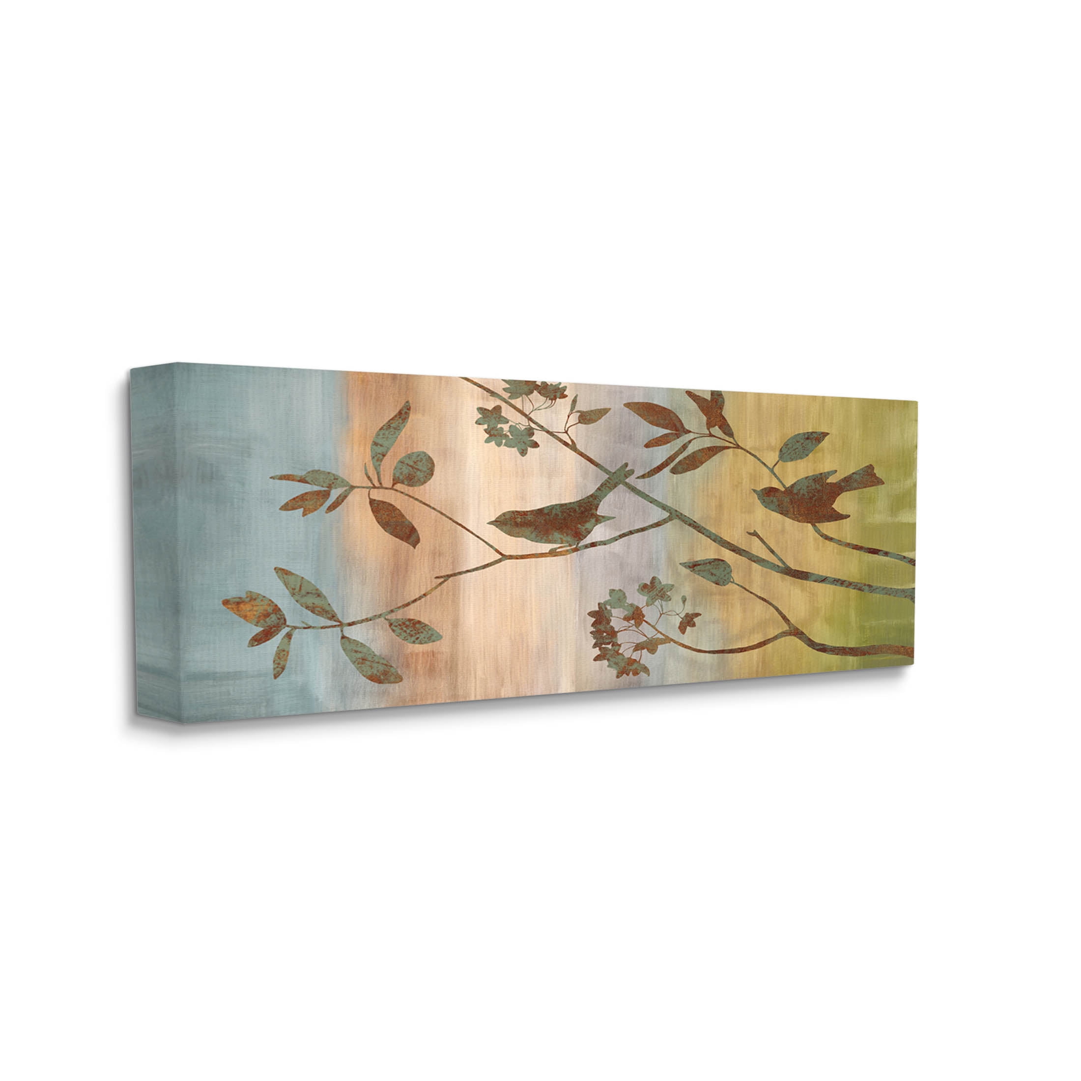 Collaged Bird Nature Silhouette Botanical & Floral Graphic Art Gallery Wrapped Canvas Print Wall Art