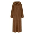 thumbnail image 4 of DHFJKG Womens Pajamas Fluffly Robe Hoodies Dress Loungewear Double-Sided Plush Long Sleeve Hooded Drawstring Pullover Homewear Soft Home Clothes, 4 of 5