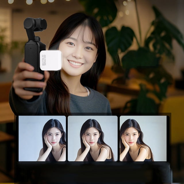 Action Camera Selfie Light, 16 LED Beads, 3 Color Temperatures 3000K 4700K 6500K, 120min Usage Time, Rechargeable
