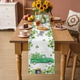 thumbnail image 2 of St. Patrick's Day Table Runner - 70 Inch Long Spring Lucky Shamrocks Green Truck Country Cotton and Linen Blended Dress Scarves Farmhouse Table Runner for Kitchen Dining, Coffee Table, 13" x 70", 2 of 8