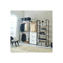 Klair Living Fiona 111 in. W White Freestanding 3 Tower System 7 -Shelf Walk in Wood Closet System with Metal Frame