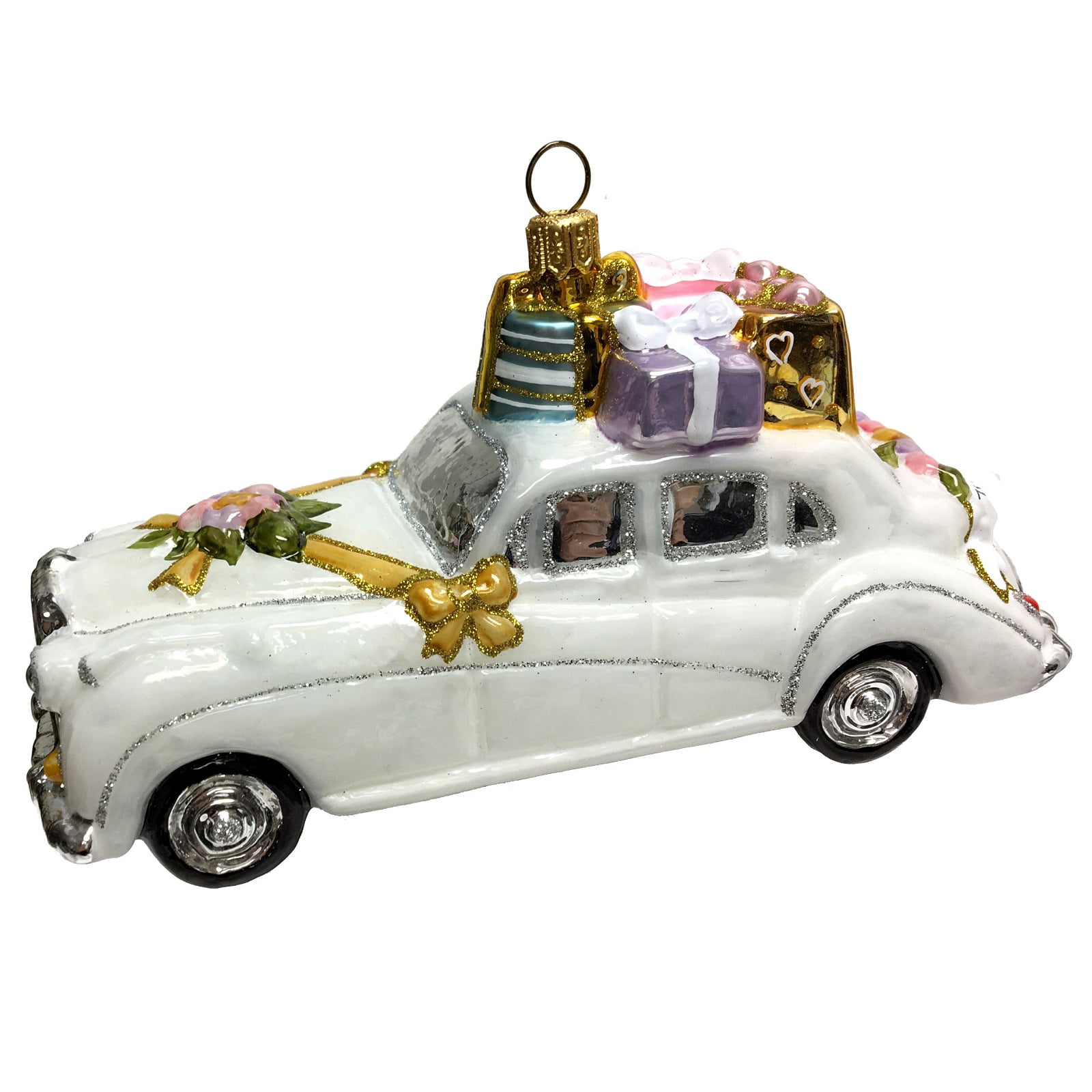 Just Married Vintage Wedding Car Christmas Ornament 