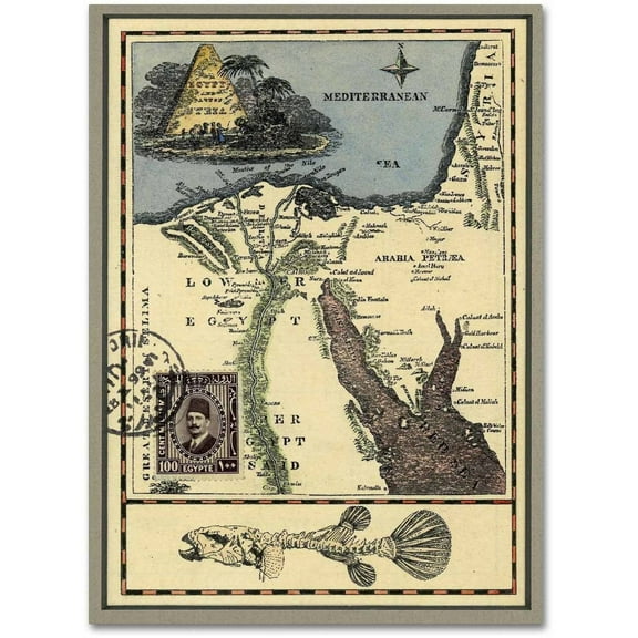 Trademark Fine Art Nick Bantock Egypt Map Canvas Wall Art - 14x19