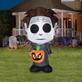 thumbnail image 2 of Gemmy Airblown Inflatable Michael Myers w/Jack o Lantern, 5 ft Tall, Grey, 2 of 3
