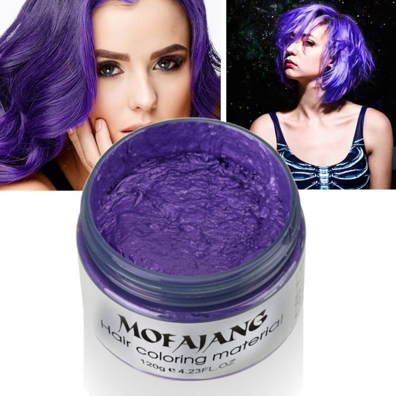 Hair Color Wax, Instant Purple Hair Color Wax, Temporary Hairstyle Cream,  Hair Pomades, Hairstyle Wax for Men and Women-Purple 
