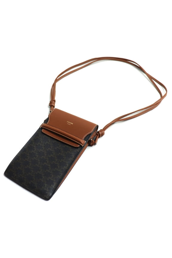 Pre-Owned CELINE Triomphe Flap Mobile Pouch Shoulder Bag Tan 10G332CQD.04LU Women's