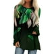 thumbnail image 2 of ICHUANYI Liquidación Mujeres Camisas casuales de manga larga Estampado de plumas Cuello redondo Suéter Tops sueltos ICHUANYI WER202308233994, 2 of 5