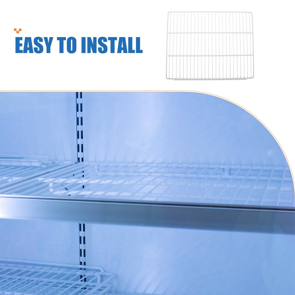 OUNONA Heavy Duty Refrigerator Shelf Divider with Open Grid Design, Clear View White Steel Mesh Organizer for Kitchen Storage