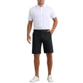 thumbnail image 2 of INSPIRAR CHIC Pantalones cortos formales de hombre con botón clásico de color sólido y cremallera para el Día del Padre 28 Negro, 2 of 6